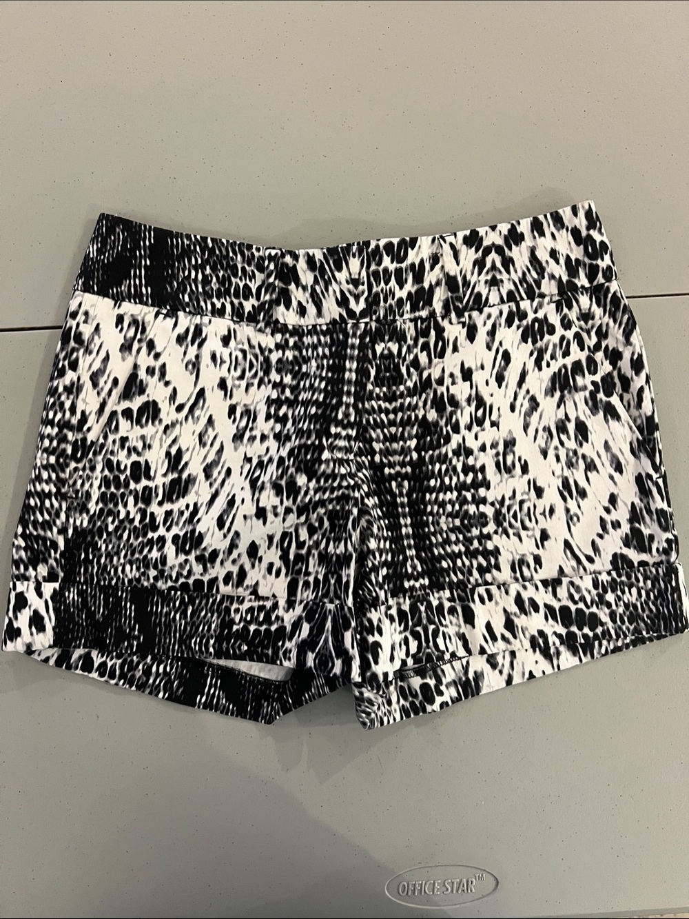 Black & White Animal-Print Shorts